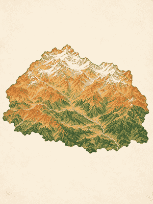 Illustrated map of Bhutan