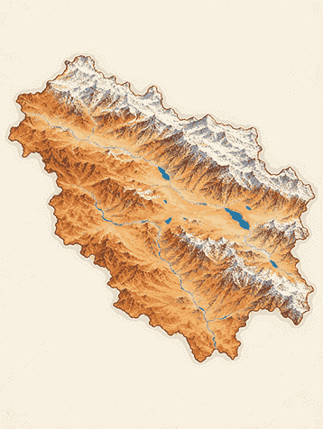 Illustrated map of Ladakh, India