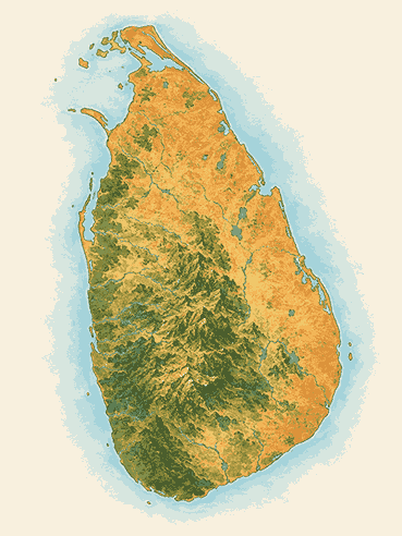 Illustrated map of Sri Lanka