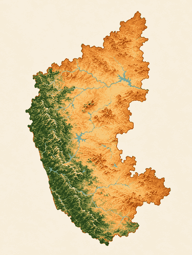 Illustrated map of Karnataka, India