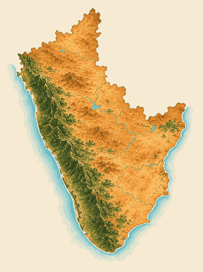 Illustrated map of South India